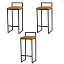 Ver imagem 1 de Kit 3 Banquetas Altas Estofadas Suede Pietra Base Preta:mostarda