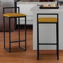 Ver imagem 2 de Kit 3 Banquetas Altas Estofadas Suede Pietra Base Preta:mostarda