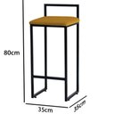 Ver imagem 3 de Kit 3 Banquetas Altas Estofadas Suede Pietra Base Preta:mostarda