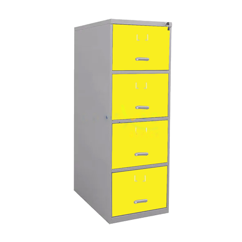 Gaveteiro Arquivo De Aço 4 Gavetas P/ Pasta Suspensa C/ Chave Amarelo