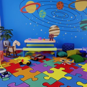 Piso Vinilico em Manta Semi-brilhoso Ambiente Infantil 2,5mm Quebra-cabeça 6m²
