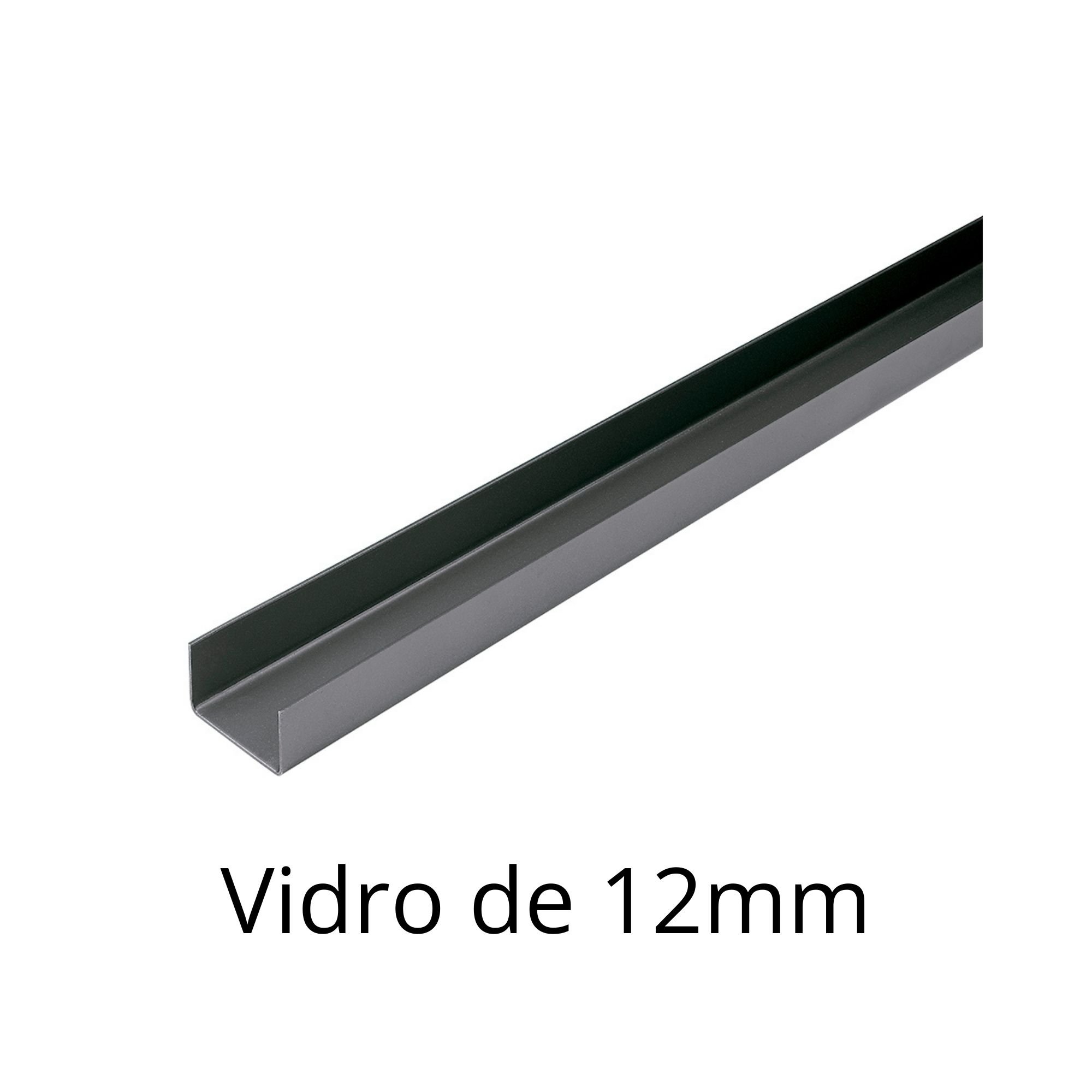 Perfil U Inox - Vidro de 12mm - Polido - 80cm - 1