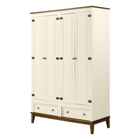 Armario Malibu 4 Portas e 2 Gavetas Cor Off White com Amendoa 204 Cm - 63669