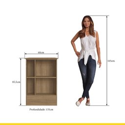 Bancada Gourmet para Cozinha Laura 135 x 85 Cm 1 Porta Nichos MDP Mel Preto - ClickLar - 2