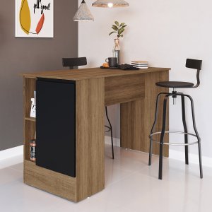 Bancada Gourmet para Cozinha Laura 135 x 85 Cm 1 Porta Nichos MDP Mel Preto - ClickLar