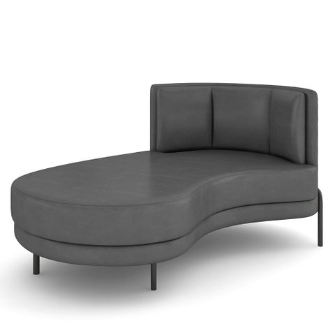 Sofá Chaise Longue Sala de Estar Living Lucca Esquerdo D02 Corano Cinza C-03 - Lyam Decor