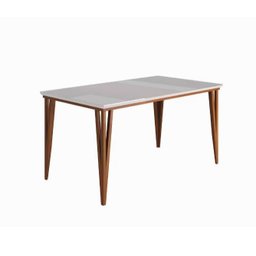Mesa Jantar ( Madeira Maciça ) Dobue Safira com 6 Cadeiras 1,60x90cm - Imbuia/branco/bege - 4