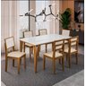 Mesa Jantar ( Madeira Maciça ) Dobue Safira com 6 Cadeiras 1,60x90cm - Imbuia/branco/bege - 1
