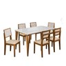 Mesa Jantar ( Madeira Maciça ) Dobue Safira com 6 Cadeiras 1,60x90cm - Imbuia/branco/bege - 2