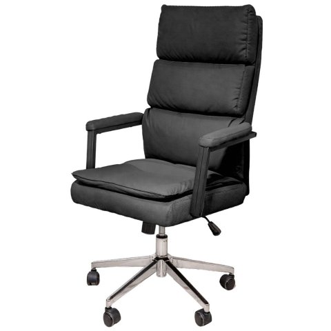 Cadeira Escritório Presidente Evo Domann Design Assento PU Preto e Base Metal