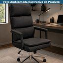 Ver imagem 5 de Cadeira Escritório Presidente Evo Domann Design Assento PU Preto e Base Metal
