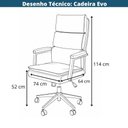 Ver imagem 6 de Cadeira Escritório Presidente Evo Domann Design Assento PU Preto e Base Metal