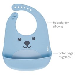 Kit Refeicao Infantil 4 Pecas em Silicone Azul - Buba - 9
