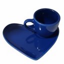 Ver imagem 1 de Caneca e Pires Coração Cerâmica - o Toque Aesthetic que Sua Mesa Precisa:azul Cobalto