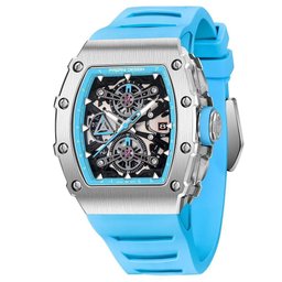 Relógio de Quartzo para Homens, Novo Esqueleto, Relógio Esportivo - Azul - 1