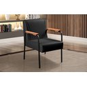Ver imagem 2 de Poltrona Jade Braço Metal Cadeira Decorativa Recepção Sala Escritório - Corino Preto
