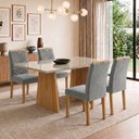 Ver imagem 1 de Conjunto Sala de Jantar 4 Lugares Retangular Tampo Vidro MDF 120x80cm Mesa Lyra e Cadeiras Carol