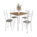 Ver imagem 2 de Conjunto Sala de Jantar Mesa Quadrada 90cm Tampo BP com 4 Cadeiras Adriana Branco/Grafiato/Demolição