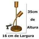 Ver imagem 4 de Abajur Luminária de Mesa 2 Hastes Moderno Ideal para Sala, Quarto na Cor Dourada Bivolt 110v/220v