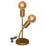 Abajur Luminária de Mesa 2 Hastes Moderno Ideal para Sala, Quarto na Cor Dourada Bivolt 110v/220v - 2