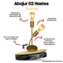 Ver imagem 3 de Abajur Luminária de Mesa 2 Hastes Moderno Ideal para Sala, Quarto na Cor Dourada Bivolt 110v/220v