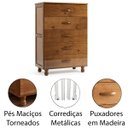 Ver imagem 2 de Kit Cômoda 5 Gavetas e Mesa de Cabeceira 100% Madeira Maciça Imbuia Brilho