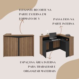 Balcão para Escritório para Atendimento/recepção Nogal/preto - 11