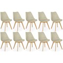 Ver imagem 1 de Conjunto 10 Cadeiras de Jantar Eames Wood Leda Design Estofada - Nude