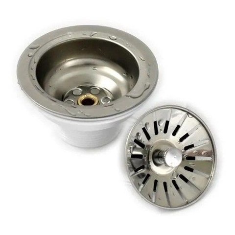 Válvula Cozinha Americana Aço Inox 3 1/2 Pia Inox Escoamento Demima Válvula Americana Escoamento