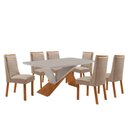 Ver imagem 5 de Conjunto de Jantar Yasmin 6 Lugares Tampo MDF Cadeiras Carolina Veludo Off White 180cm Moderna