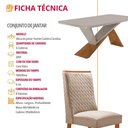 Ver imagem 2 de Conjunto de Jantar Yasmin 6 Lugares Tampo MDF Cadeiras Carolina Veludo Off White 180cm Moderna