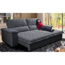 Ver imagem 1 de Sofá Retrátil e Reclinável 2,95m Molas Ensacadas Cama inBox Big Home Bordado 3D Linho Cinza