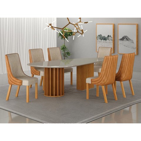 Conjunto Jantar 6 Cadeiras Maciça 2x1 Pilar Vd- Arbo Design