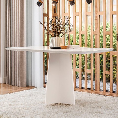 Mesa de Jantar Retangular 135cm 4 Lugares Zuma Off White N02 - Mpozenato