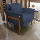 Ver imagem 2 de Poltrona Lana Suede Azul Marinho Base de Madeira - D’Rossi