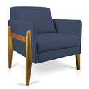 Ver imagem 1 de Poltrona Lana Suede Azul Marinho Base de Madeira - D’Rossi
