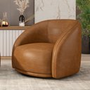 Ver imagem 2 de Poltrona Decorativa Jenny Base Giratória em Metal Preto Pu Caramelo G45 - Gran Belo