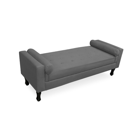 Recamier Calçadeira Fênix Baú Estofado Quarto Casal 140cm Suede Cinza