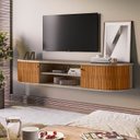 Ver imagem 6 de Rack Suspenso Ripado Algarve para TV até 75 polegadas - Fendi/Naturale - Madetec