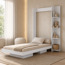 Ver imagem 1 de Cama Articulada Solteiro Vertical com 4 Prateleiras e 2 Nichos CV1085 80cm Branco - Art In Móveis