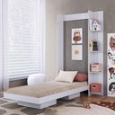 Ver imagem 2 de Cama Articulada Solteiro Vertical com 4 Prateleiras e 2 Nichos Cv1085 80cm Branco - Art In Móveis