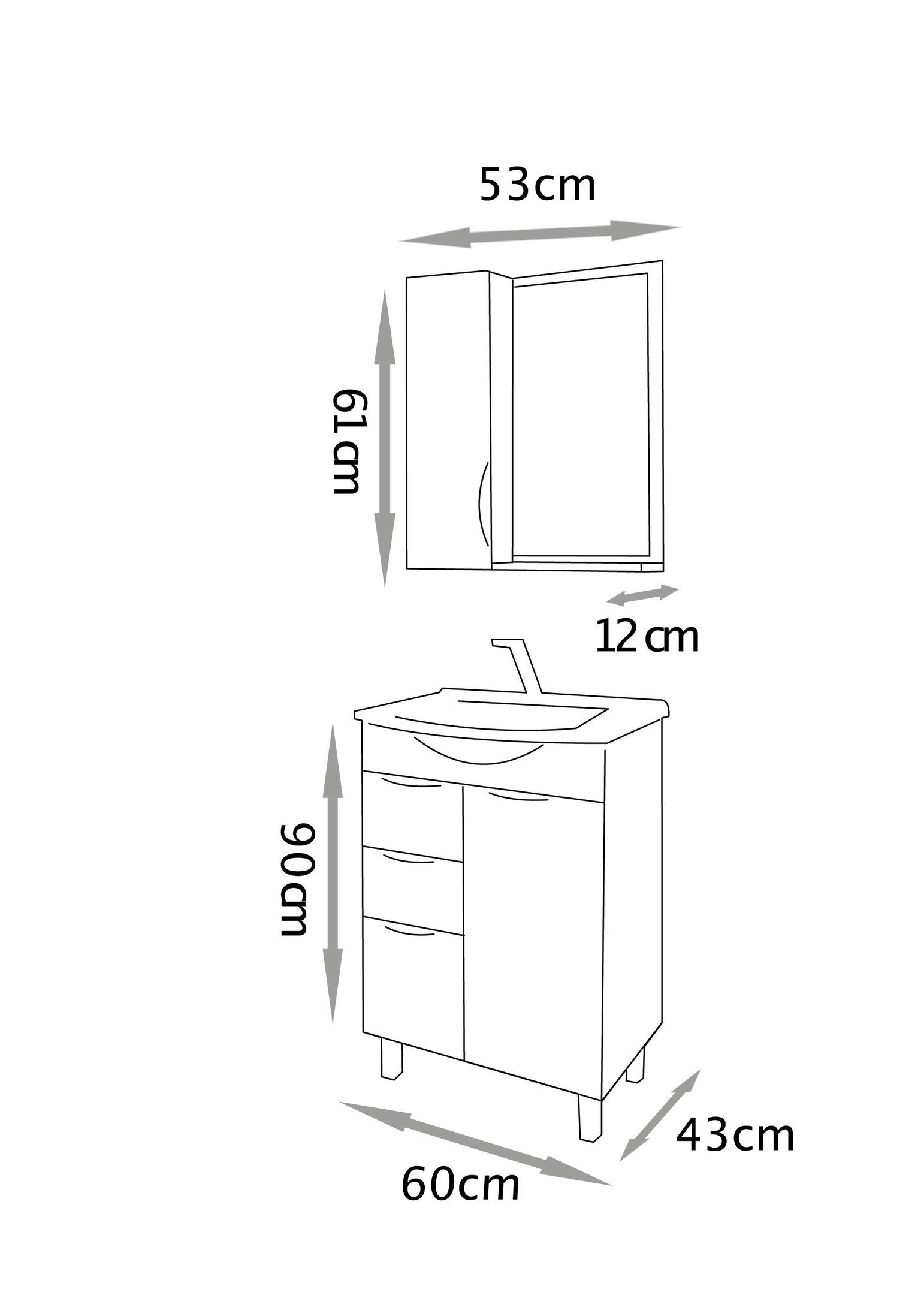 Conjunto para Banheiro Crystal 75 com Pés - Fabribam Gabinetes - 5