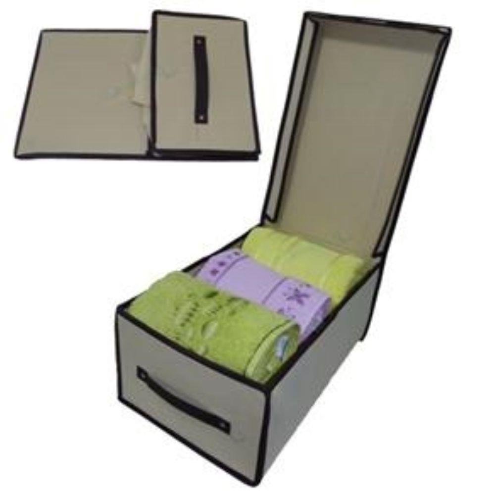 KIT ORGANIZADORA EMPILHAVEL DOBRAVEL COM TAMPA 3 UNIDADES EM TNT MULTIUSO GUARDA ROUPA CLOSET - 1