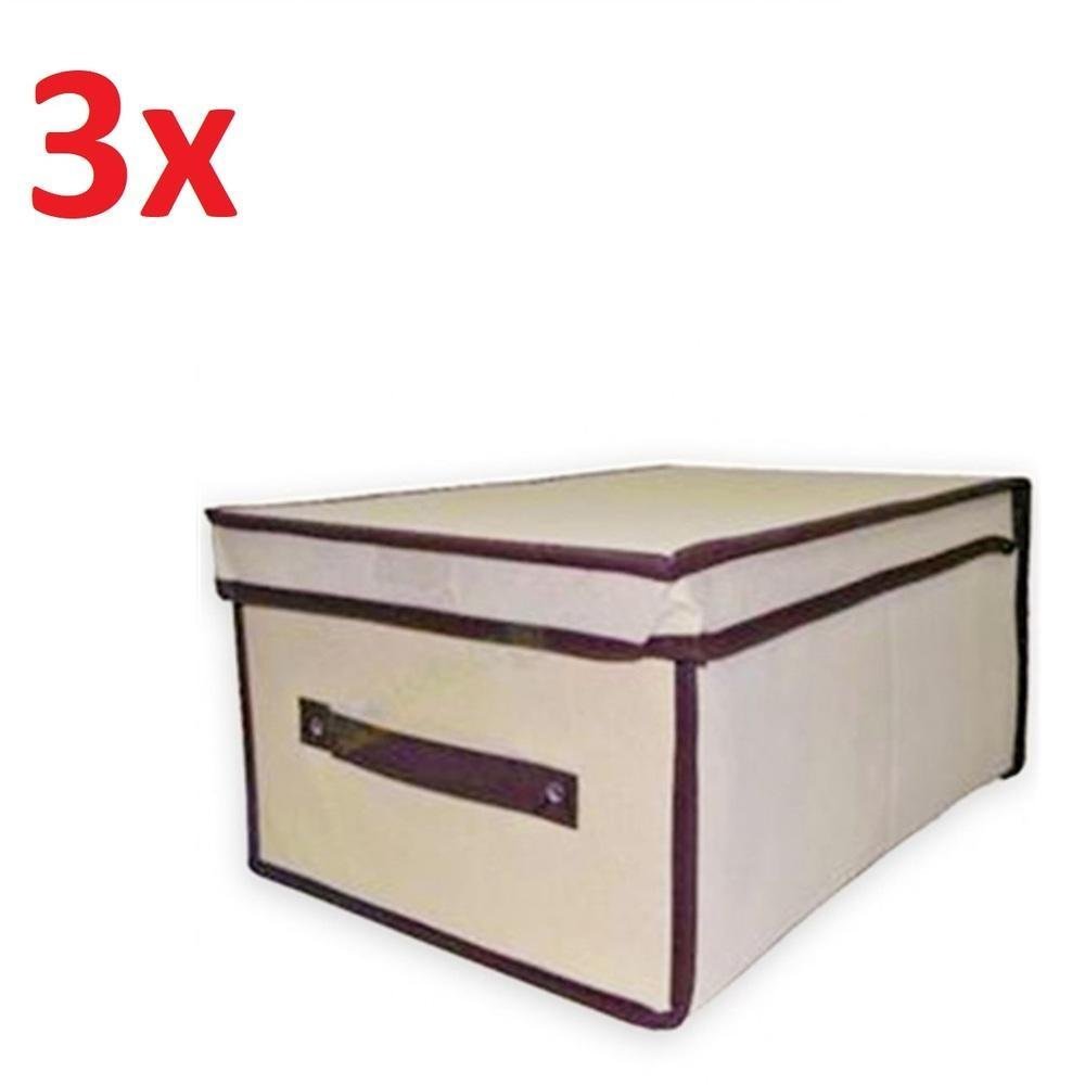 KIT ORGANIZADORA EMPILHAVEL DOBRAVEL COM TAMPA 3 UNIDADES EM TNT MULTIUSO GUARDA ROUPA CLOSET - 2
