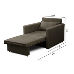 Poltrona Cama Retrátil 1 Lugar Cancún Tecido Veludo Marrom iSofa - 4