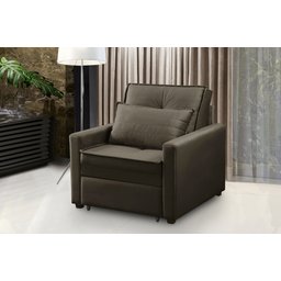Poltrona Cama Retrátil 1 Lugar Cancún Tecido Veludo Marrom iSofa - 1