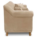 Ver imagem 5 de Kit Poltrona e Sofá Living 2 Lugares 1,80m Vênus Suede Bege Pés Castanho - Pallazio