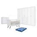 Ver imagem 1 de Kit Quarto de Bebê com Berço Americano Q Encanto 3820 MDF Colchão Incluso Branco Qmovi