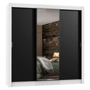 Ver imagem 2 de Guarda-Roupa Casal Madesa Lyon Plus 3 Portas de Correr com Espelho 4 Gavetas Branco/Preto Cor:Branco