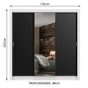 Ver imagem 3 de Guarda-Roupa Casal Madesa Lyon Plus 3 Portas de Correr com Espelho 4 Gavetas Branco/Preto Cor:Branco